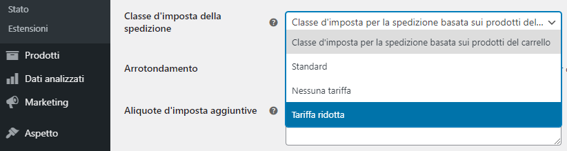 Classi di imposta e aliquote aggiuntive